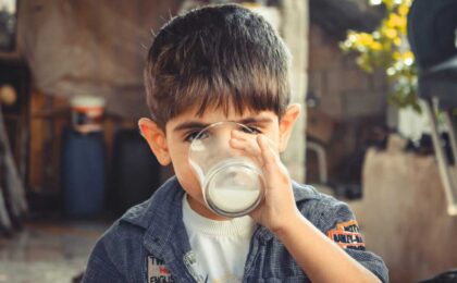 boy drinking milk