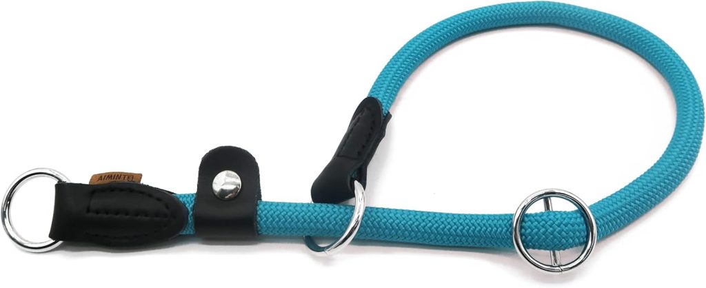 Aiminto Braided Round Martingale Dog Collar, Training Collar with Slidable Stop Ring and Adjustable Stopper - Ideal for Large Dogs (L(1/2") - 20"...