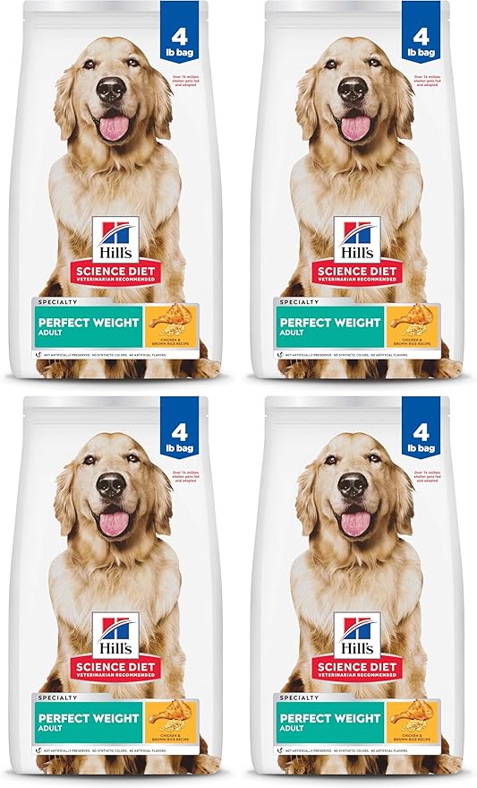 Hill's Science Diet Adult Perfect Weight Small & Mini Dry Dog Food, Chicken, 4 lb. Bag (Pack of 4)