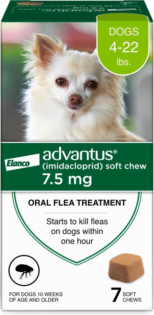 Dog Fast Acting Oral Flea Treatment Soft Chewable 4 - 22 lbs