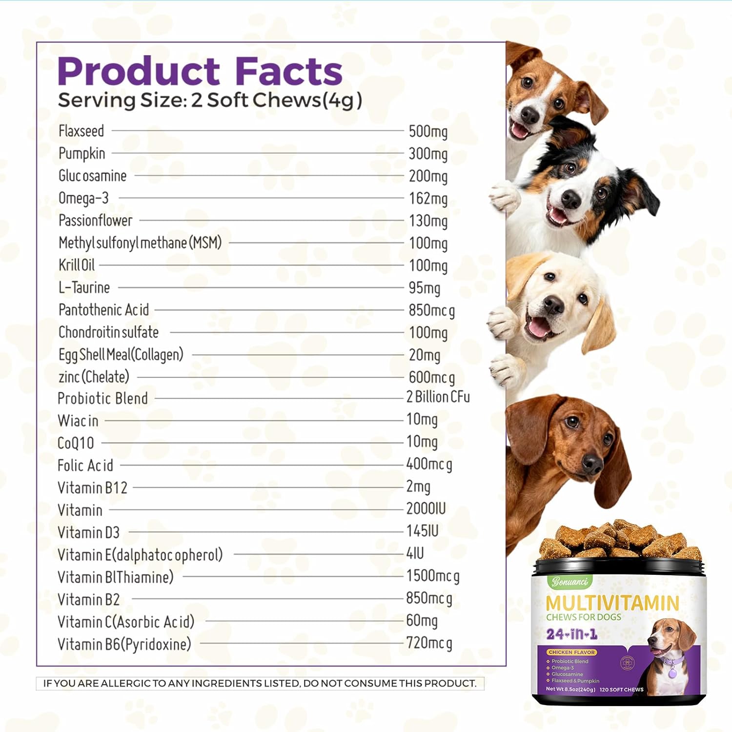Dogs Vitamins Chewable Contain - Image 2