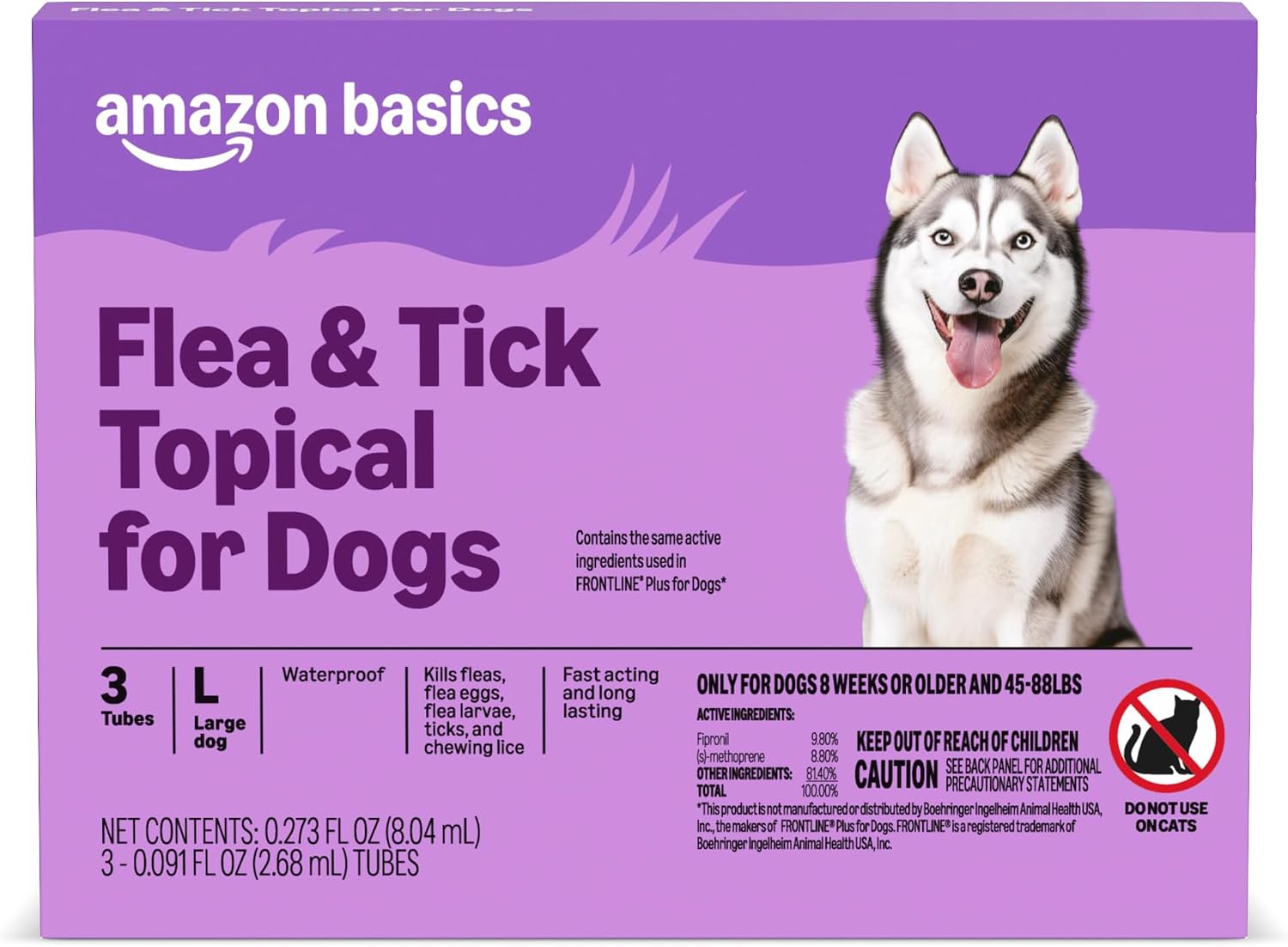 Flea and Tick Topical Treatment and Prevention for Large Dogs 45-88 lbs